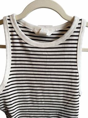 H&M Brown and White Striped Ribbed Tank